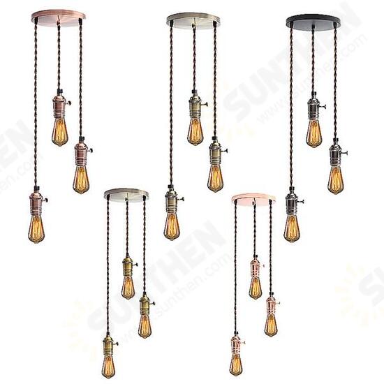 E27 Vintage Copper Pendant Ceiling Light Lamp Holder Hanging Lampshade Socket Fixture