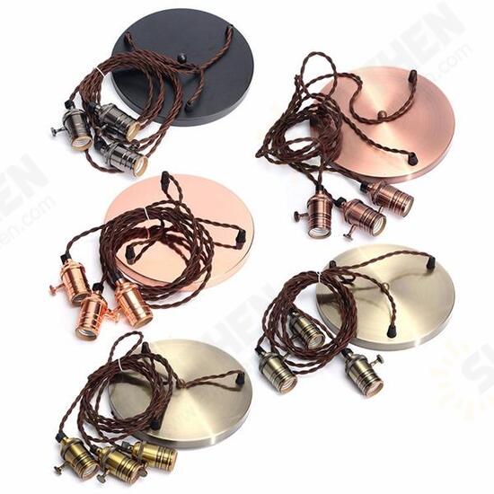 E27 Vintage Copper Pendant Ceiling Light Lamp Holder Hanging Lampshade Socket Fixture