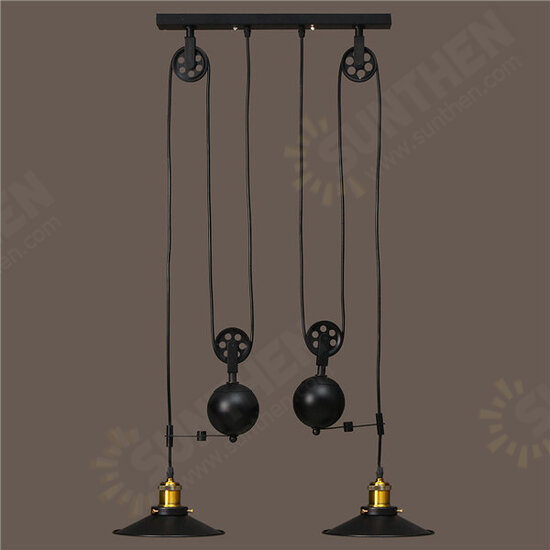 E27 Vintage Industrial Retro Hanging Ceiling Light 2 Chandeliers Pendant Stretch Lamp AC110-240V