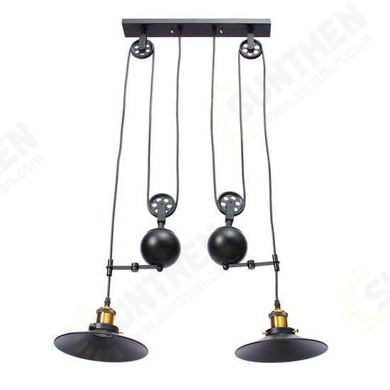 E27 Vintage Industrial Retro Hanging Ceiling Light 2 Chandeliers Pendant Stretch Lamp AC110-240V