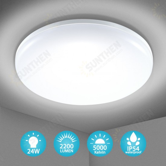 23CM 24W Modern Flat Round LED Ceiling Light 2200LM IP54 Bedroom Indoor Lamp AC85-265V