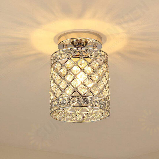 Flush Mount Ceiling Light E27 Base Crystal Fixture Modern Chandelier Mini Hallway Decor 220V Without Bulb