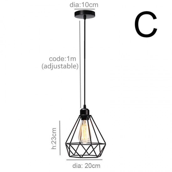 Industrial Vintage Metal Cage Hanging Ceiling Pendant Lamp Lighting Holder Shade