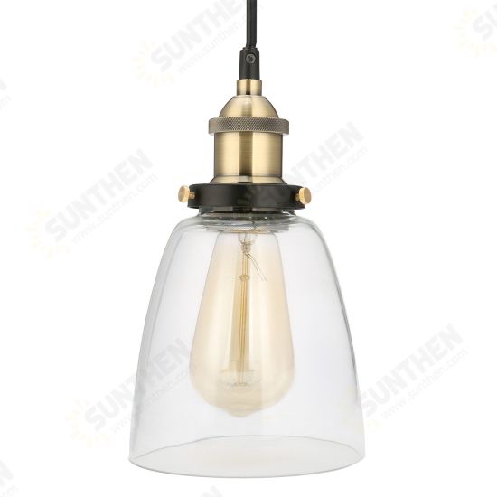 110V E26/E27 Vintage Industrial Pendant Light Bell-like Glass Shade Without Bulb