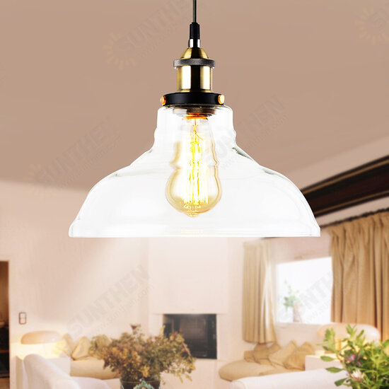 E27 220V Vintage Industrial Pendant Light Horn-like Glass Shade Without Bulb