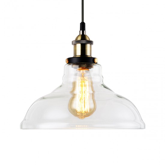 E27 220V Vintage Industrial Pendant Light Horn-like Glass Shade Without Bulb
