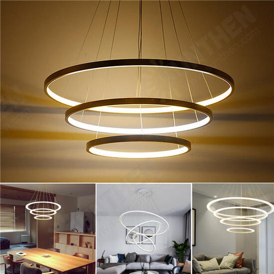 LED Ceiling Pendant Dimming Ring Light Holder Lamp Shade Fixture Home Living Room Decor AC220V