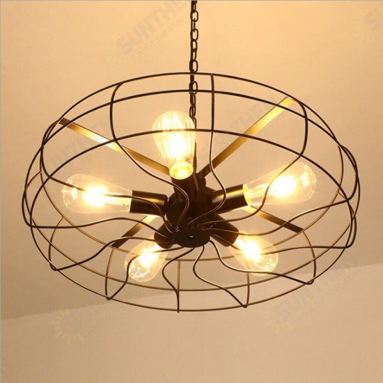 Loft Industrial Wind Guest Dining Cafe Chandelier American Retro Wrought Iron Fan Ceiling Lamp Bar Table Internet Cafe Chandelier