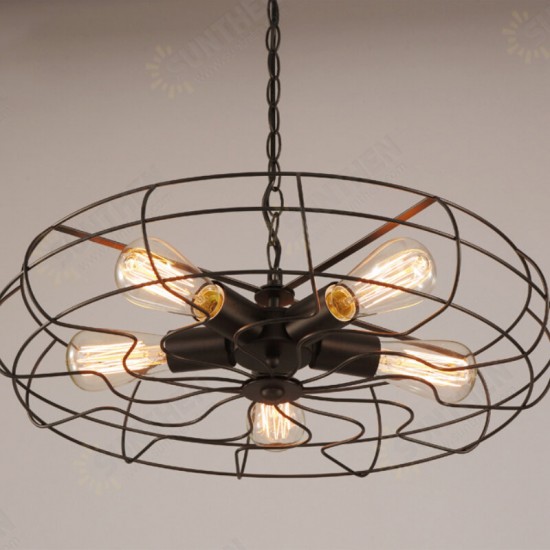 Loft Industrial Wind Guest Dining Cafe Chandelier American Retro Wrought Iron Fan Ceiling Lamp Bar Table Internet Cafe Chandelier