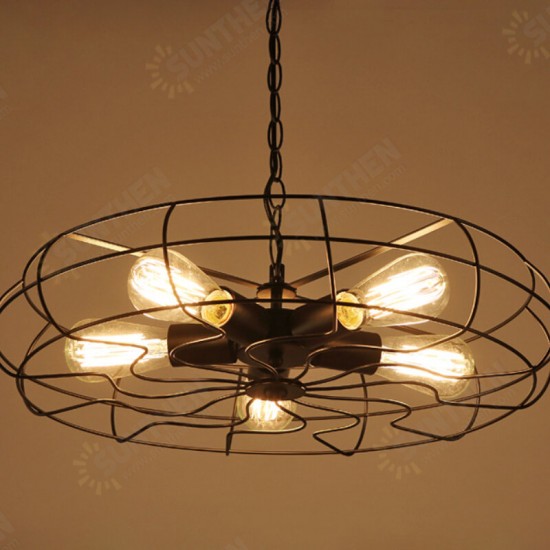 Loft Industrial Wind Guest Dining Cafe Chandelier American Retro Wrought Iron Fan Ceiling Lamp Bar Table Internet Cafe Chandelier