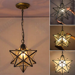 Moravian Star Glass Pendant Light Chandelier Light Modern Ceiling Lamp Fixture Decor Moravian Star Glass Pendant Light Chandelier Light Modern Ceiling Lamp Fixture Decor