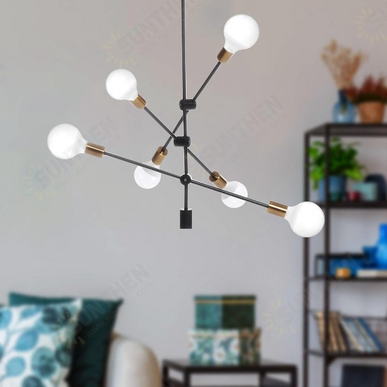 Nordic Style 4 Heads Flush Mount Ceiling Light Chandelier Modern Minimalism Metal E26 E27 Base Pendant Lamp Hanging Fixture AC110-240V (without bulb)