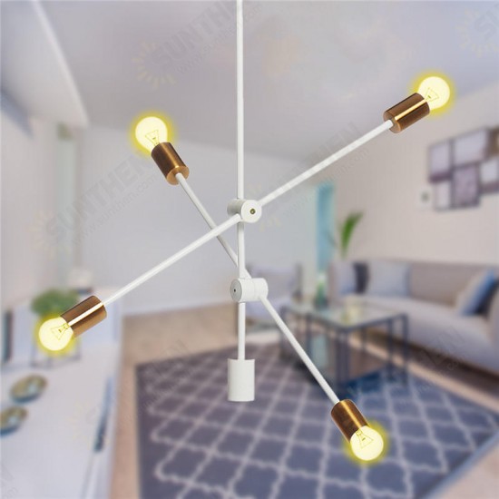 Nordic Style 4 Heads Flush Mount Ceiling Light Chandelier Modern Minimalism Metal E26 E27 Base Pendant Lamp Hanging Fixture AC110-240V (without bulb)