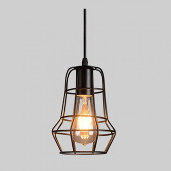 Retro Nordic Style E27 Metal Pendant Cage Light for Bar Coffee Shop Indoor Hanging Lamp Decor