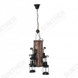 Rustic Wood 4 Heads Industrial Chandelier Iron Ceiling Lamp Pendant Light Rustic Wood 4 Heads Industrial Chandelier Iron Ceiling Lamp Pendant Light