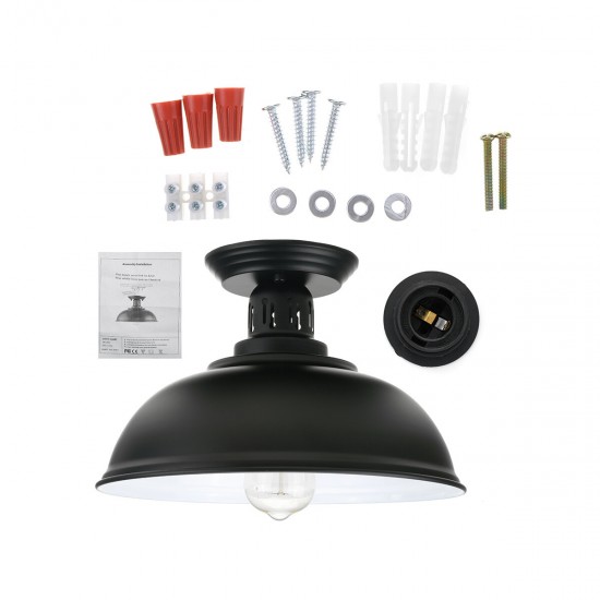Semi Flush Mount Ceiling Light Fixture Farmhouse Black Close to Ceiling Light Industrial Decor Lamp for Kitchen Bedroom Living Room Hallway Entryway