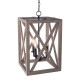 3-Light Candle Style Lantern Rectangle Chandelier With Wood Without Bulbs 3-Light Candle Style Lantern Rectangle Chandelier With Wood Without Bulbs