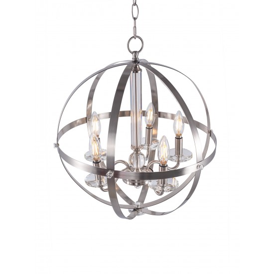 5-Light Candle Style Globe Chandelier Industrial Rustic Indoor Pendant Light Without Bulbs