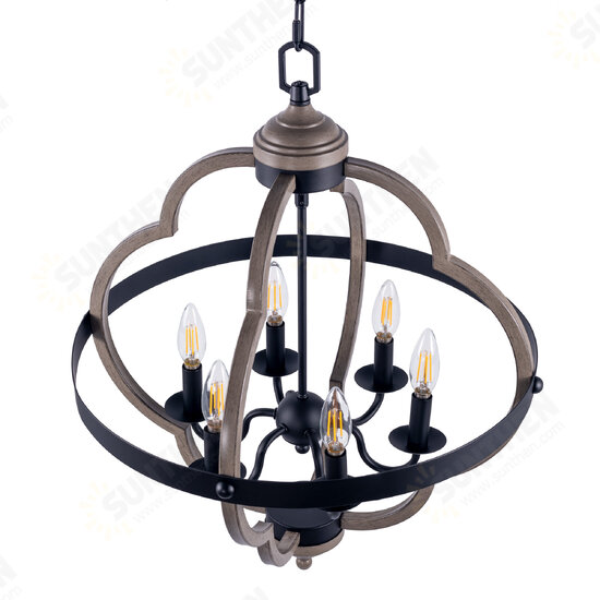 6-Light Candle Style Geometric Chandelier Industrial Rustic Indoor Pendant Light Without Bulbs