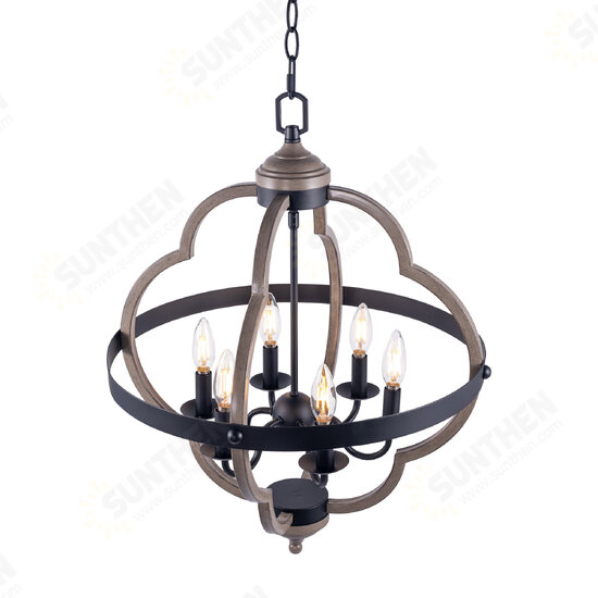 6-Light Candle Style Geometric Chandelier Industrial Rustic Indoor Pendant Light Without Bulbs