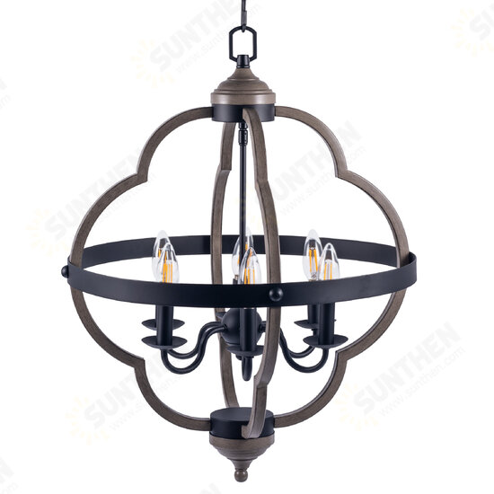 6-Light Candle Style Geometric Chandelier Industrial Rustic Indoor Pendant Light Without Bulbs