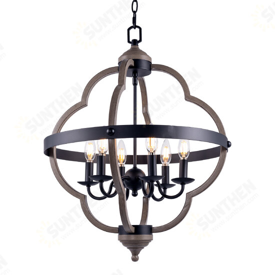 6-Light Candle Style Geometric Chandelier Industrial Rustic Indoor Pendant Light Without Bulbs