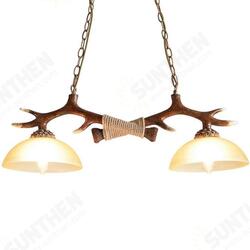 Vintage Antler Resin Double Light Deer Horn Pendant Chandelier Lamp Dinning Bar Vintage Antler Resin Double Light Deer Horn Pendant Chandelier Lamp Dinning Bar