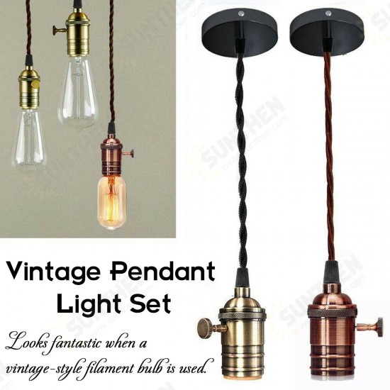 Vintage Ceiling Rose Braided Pendant Fabric Flex Lamp Holder Fitting Light Kit Vintage Ceiling Rose Braided Pendant Fabric Flex Lamp Holder Fitting Light Kit