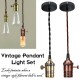Vintage Ceiling Rose Braided Pendant Fabric Flex Lamp Holder Fitting Light Kit Vintage Ceiling Rose Braided Pendant Fabric Flex Lamp Holder Fitting Light Kit