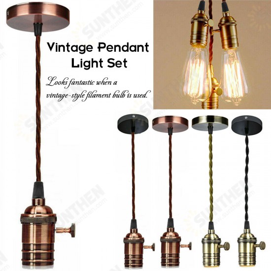Vintage Ceiling Rose Braided Pendant Fabric Flex Lamp Holder Fitting Light Kit Vintage Ceiling Rose Braided Pendant Fabric Flex Lamp Holder Fitting Light Kit