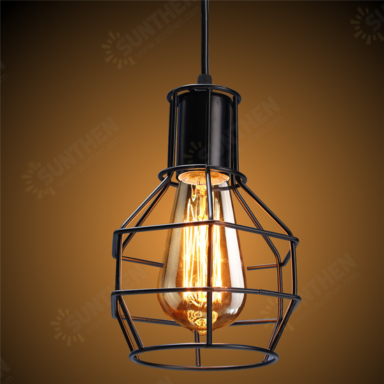 Vintage Industrial Pendant Ceiling Light Lamp Shade Metal Cage Black Cafe Loft Bar