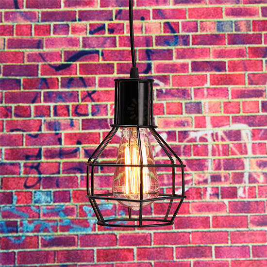 Vintage Industrial Pendant Ceiling Light Lamp Shade Metal Cage Black Cafe Loft Bar