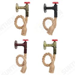 Vintage Industrial Water Pipe Wall Lamp Sconce Hemp Rope Pendant Light Fixture Vintage Industrial Water Pipe Wall Lamp Sconce Hemp Rope Pendant Light Fixture