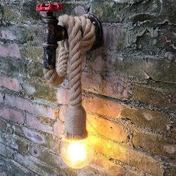 Vintage Industrial Water Pipe Wall Lamp Sconce Hemp Rope Pendant Light Fixture Vintage Industrial Water Pipe Wall Lamp Sconce Hemp Rope Pendant Light Fixture