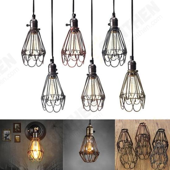 Vintage Pendant Trouble Light Bulb Guard Cage Ceiling Hanging Lampshade Fixture For Indoor Lighting Vintage Pendant Trouble Light Bulb Guard Cage Ceiling Hanging Lampshade Fixture For Indoor Lighting