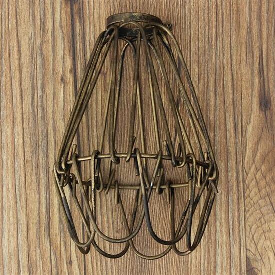 Vintage Pendant Trouble Light Bulb Guard Cage Ceiling Hanging Lampshade Fixture For Indoor Lighting