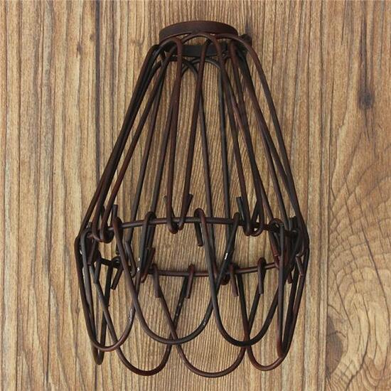 Vintage Pendant Trouble Light Bulb Guard Cage Ceiling Hanging Lampshade Fixture For Indoor Lighting