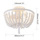 Wooden Bead Chandelier Lighting Fixture Retro Wood Ceiling Pendant Light White Without Bulbs