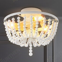 Wooden Bead Chandelier Lighting Fixture Retro Wood Ceiling Pendant Light White Without Bulbs Wooden Bead Chandelier Lighting Fixture Retro Wood Ceiling Pendant Light White Without Bulbs