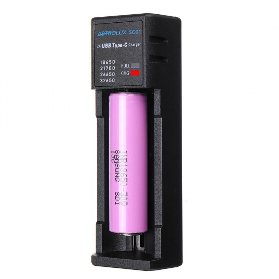 SC01 Type-C 2A Quick Charge USB Battery Charger Li-ion/IMR/INR/ICR Charger For 18650 20700 21700 26650 Cell