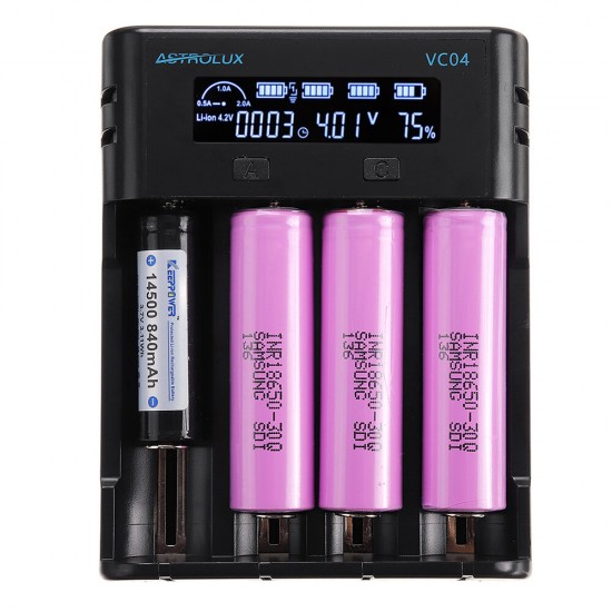 VC04 Micro Type-C 2A Quick Charge Li-ion Ni-MH Battery Charger Current Optional USB Charger For 18650 26650 21700 AA AAA Battery