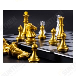 32PCS Medieval Chess Set With High Quality Chessboard Gold Silver Chess Pieces Magnetic Board Game Chess Figure Sets 32PCS Medieval Chess Set With High Quality Chessboard Gold Silver Chess Pieces Magnetic Board Game Chess Figure Sets