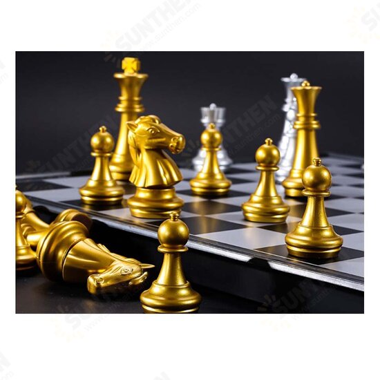 32PCS Medieval Chess Set With High Quality Chessboard Gold Silver Chess Pieces Magnetic Board Game Chess Figure Sets