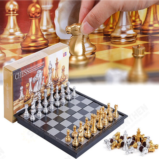 32PCS Medieval Chess Set With High Quality Chessboard Gold Silver Chess Pieces Magnetic Board Game Chess Figure Sets