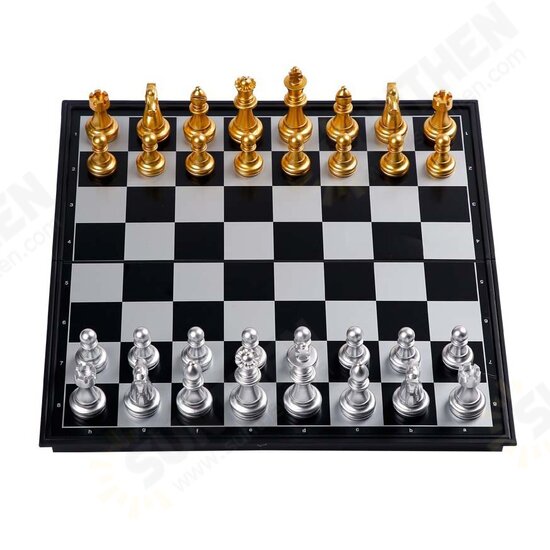 32PCS Medieval Chess Set With High Quality Chessboard Gold Silver Chess Pieces Magnetic Board Game Chess Figure Sets