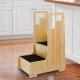 Children Kitchen Helper Stool Easily Clean And Move Safe Polyurethane Finish Material 2 Steps Provide 2 Heights for Choice