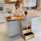 Children Kitchen Helper Stool Easily Clean And Move Safe Polyurethane Finish Material 2 Steps Provide 2 Heights for Choice