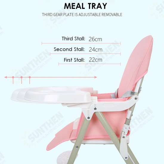 Portable Folding Baby High Chair Adjustable Plate Lockable Wheels PU Seat with Environmental Protection Material Stable for Kids