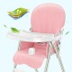 Portable Folding Baby High Chair Adjustable Plate Lockable Wheels PU Seat with Environmental Protection Material Stable for Kids