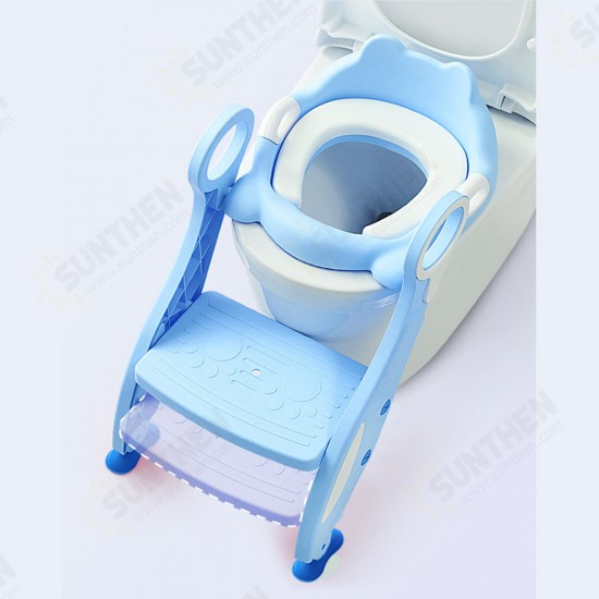 Foldable Kids Potty Trainer Child Baby Toilet Training Seat W/ Step Ladder Stool